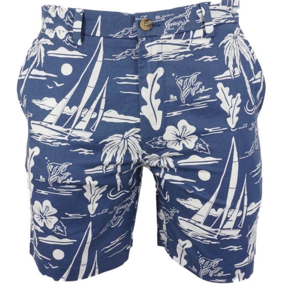 Vineyard Vines Other - VINEYARD VINES "Anguilla" Chino Shorts Tropical Island Print Blue Men's Size 36